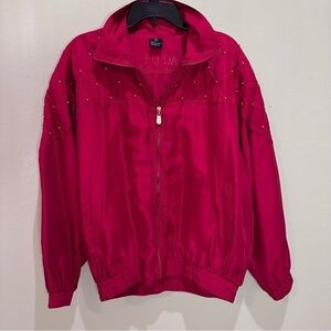 FUDA International Vintage 100% Silk Red Jacket Size XL